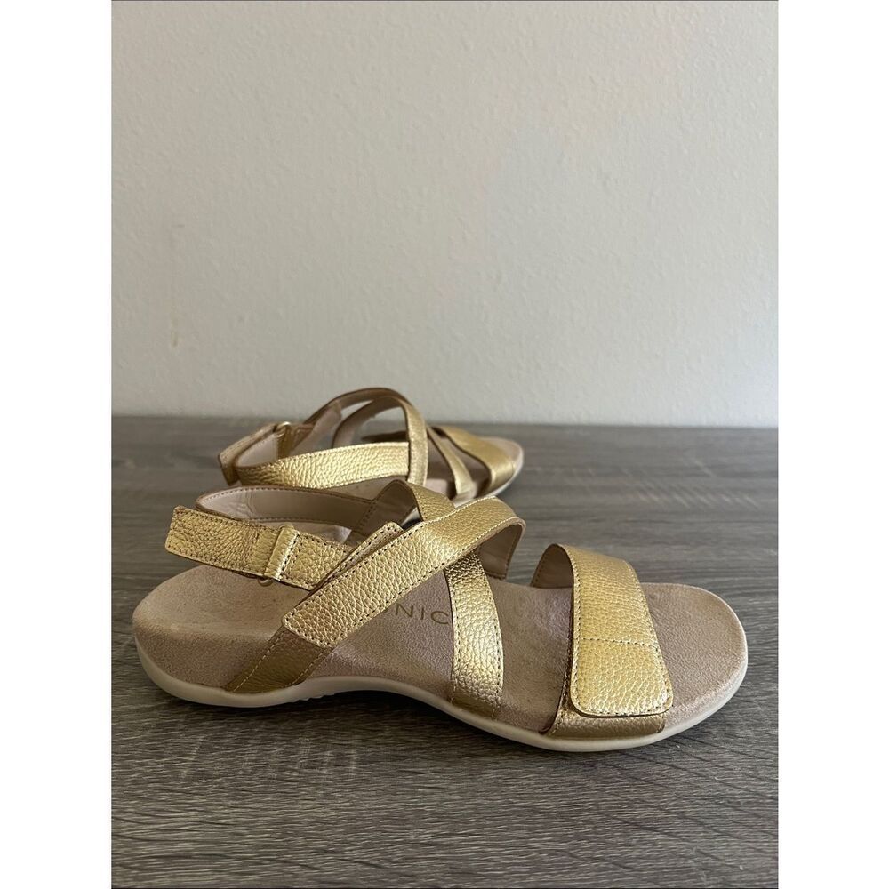Vionic Rays Gold Metallic Comfort Sandals Adjustable 7 - Picture 4 of 6